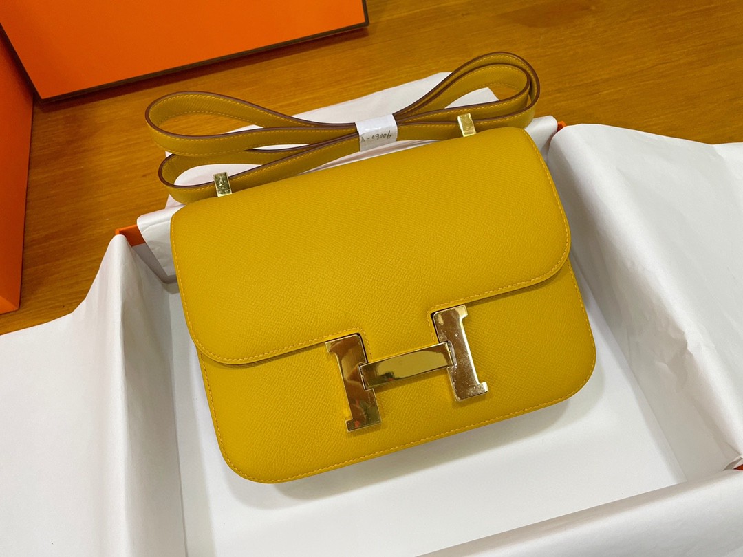 Hermès（爱马仕）Constance 康康 epsom 琥珀黄 金扣 23cm