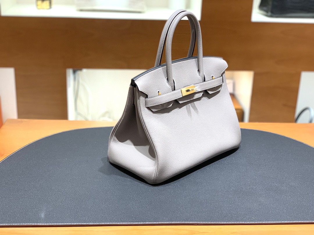 Hermès（爱马仕）Birkin 铂金包 Togo M8 沥青灰 金扣 30cm