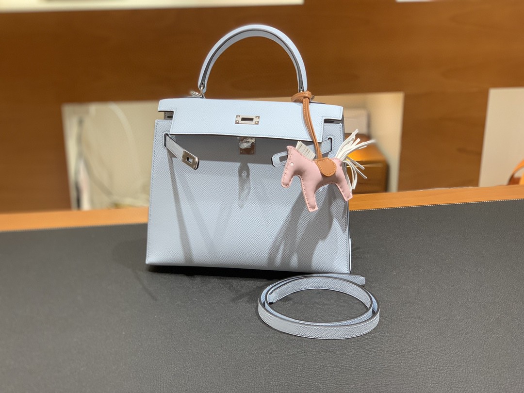 Hermès（爱马仕）Kelly 凯莉包 Epsom 圣杯蓝 银扣 25cm