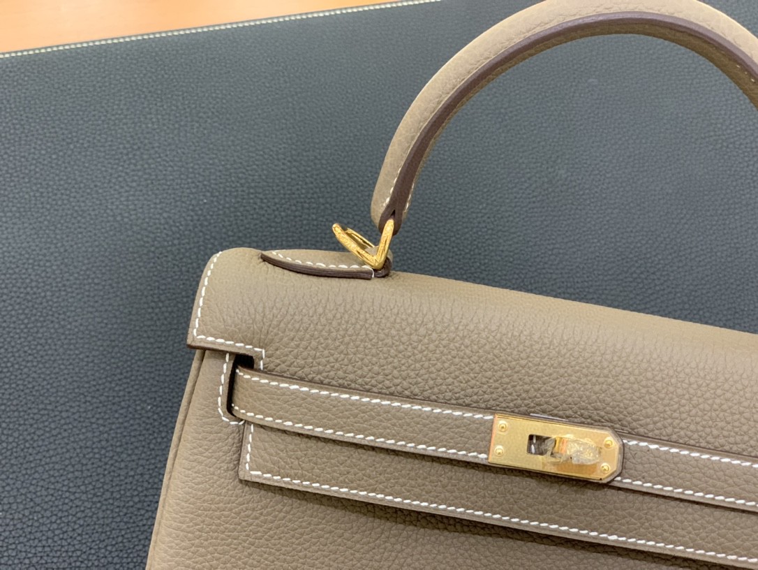 Hermès（爱马仕）Kelly 凯莉包 Togo 大象灰 金扣 25cm