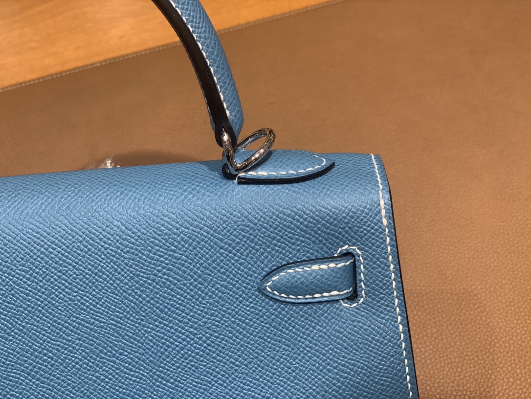 Hermès（爱马仕）Kelly 凯莉包 Epsom 牛仔蓝 银扣 25cm