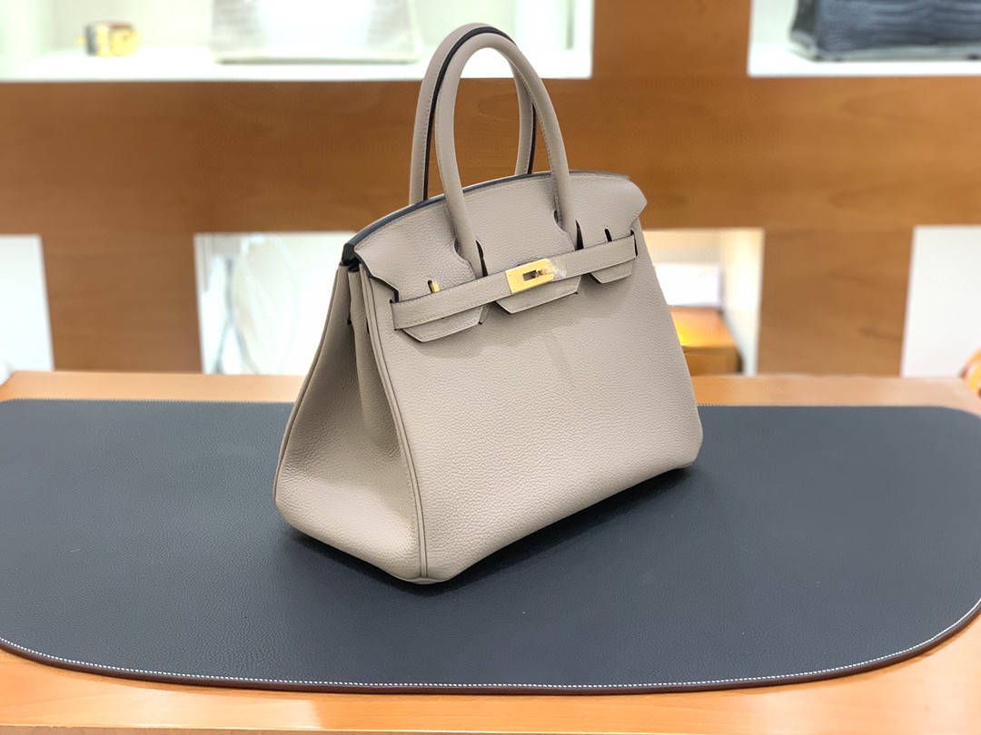 Hermès（爱马仕）Birkin 铂金包 togo皮 斑鸠灰 金扣 30cm