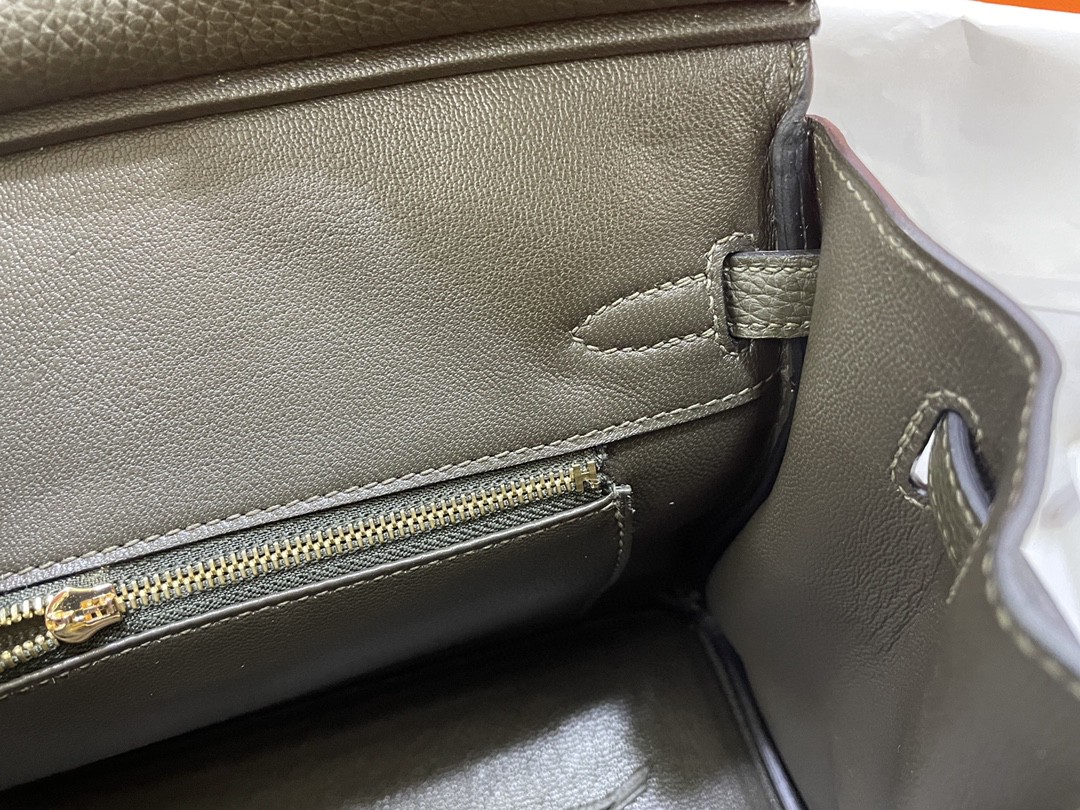 Hermès（爱马仕）Birkin 铂金包 togo CC63 灰绿色 金扣 25cm
