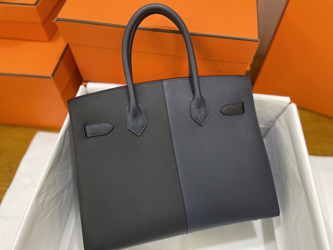 Hermès（爱马仕）Birkin Casaque系列 epsom 午夜蓝 拼 黑色 内拼 佛罗里达蓝 金扣 30cm