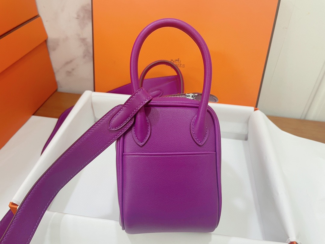 Hermès（爱马仕）Mini lindy 迷你琳迪 Swift P9 海葵紫 银扣 20cm