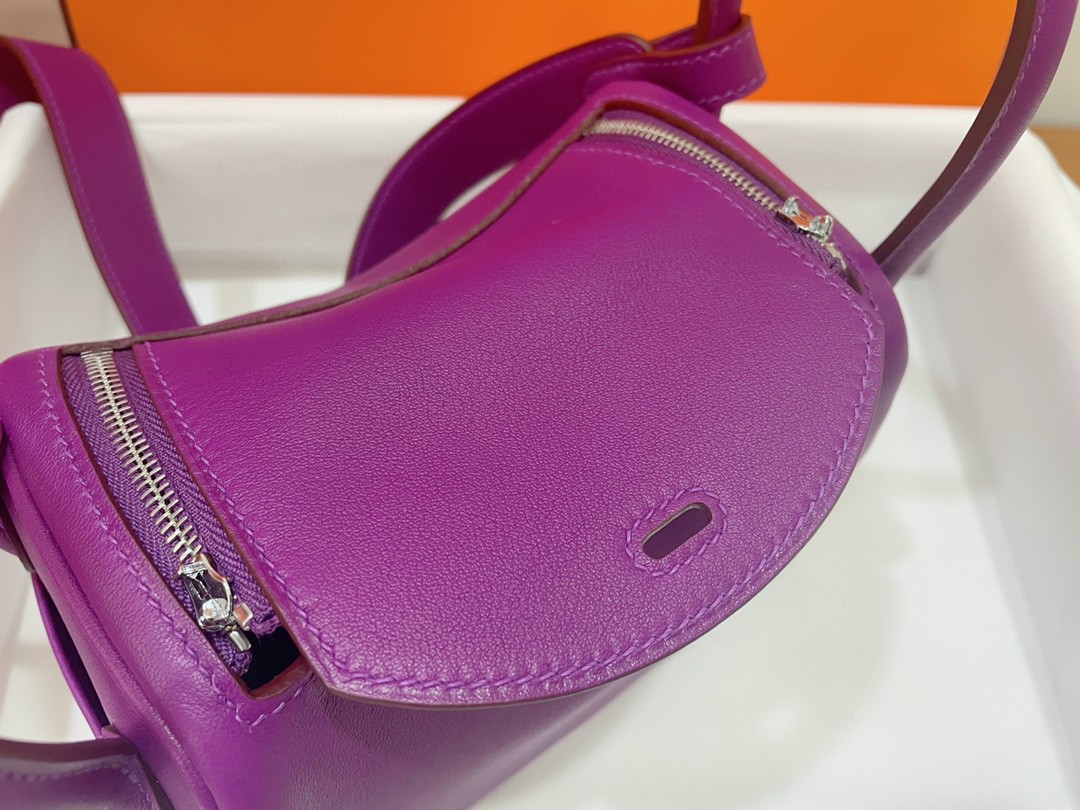 Hermès（爱马仕）Mini lindy 迷你琳迪 Swift P9 海葵紫 银扣 20cm