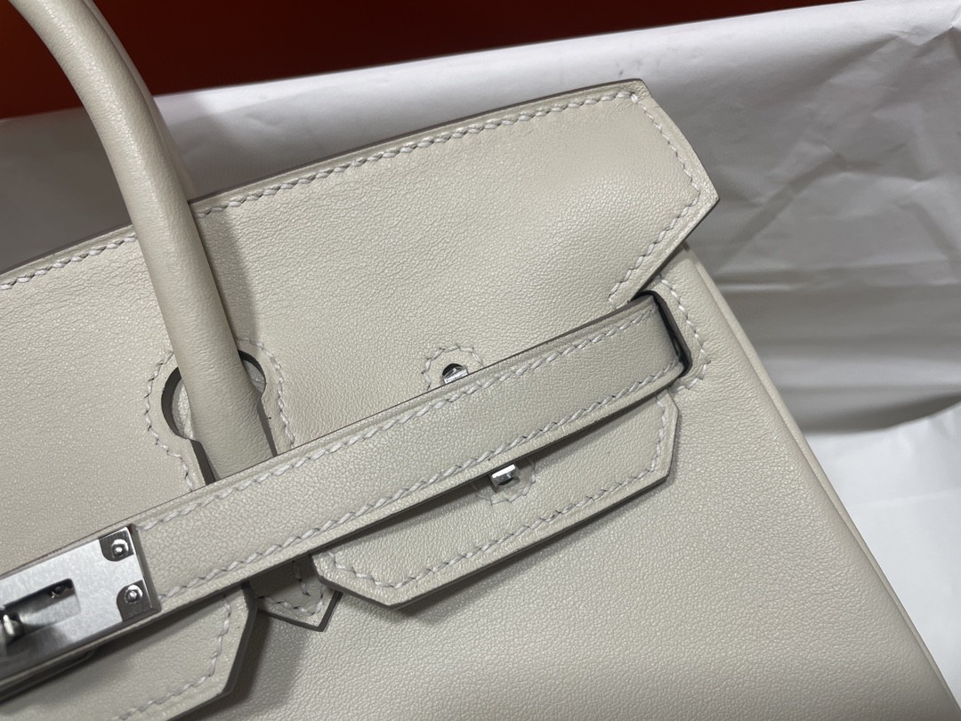 Hermès（爱马仕）Birkin 铂金包 Swift 奶昔白 银扣 25cm