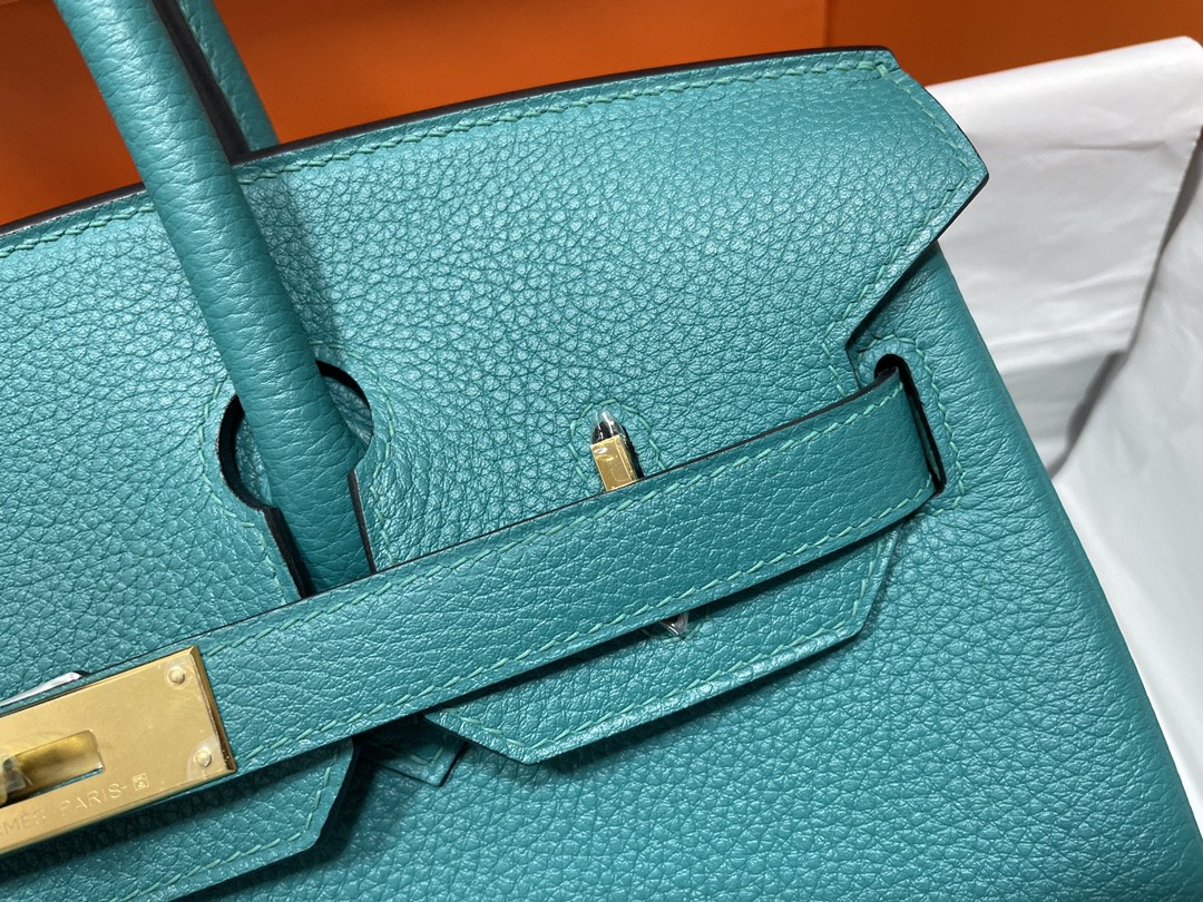 Hermès（爱马仕）Birkin 铂金包 togo 7F 孔雀蓝 金扣 30cm