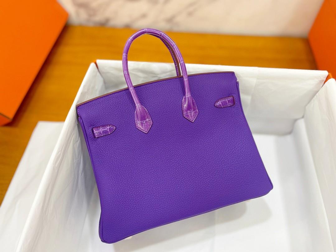 Hermès（爱马仕）Birkin touch 亮面鳄鱼 9W 梦幻紫 金扣 25cm