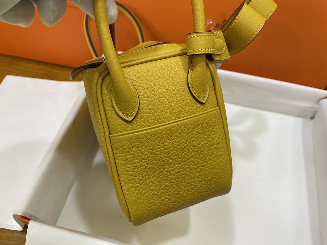 Hermès（爱马仕）Mini lindy 迷你琳迪 TC 9D 琥珀黄 银扣 20cm