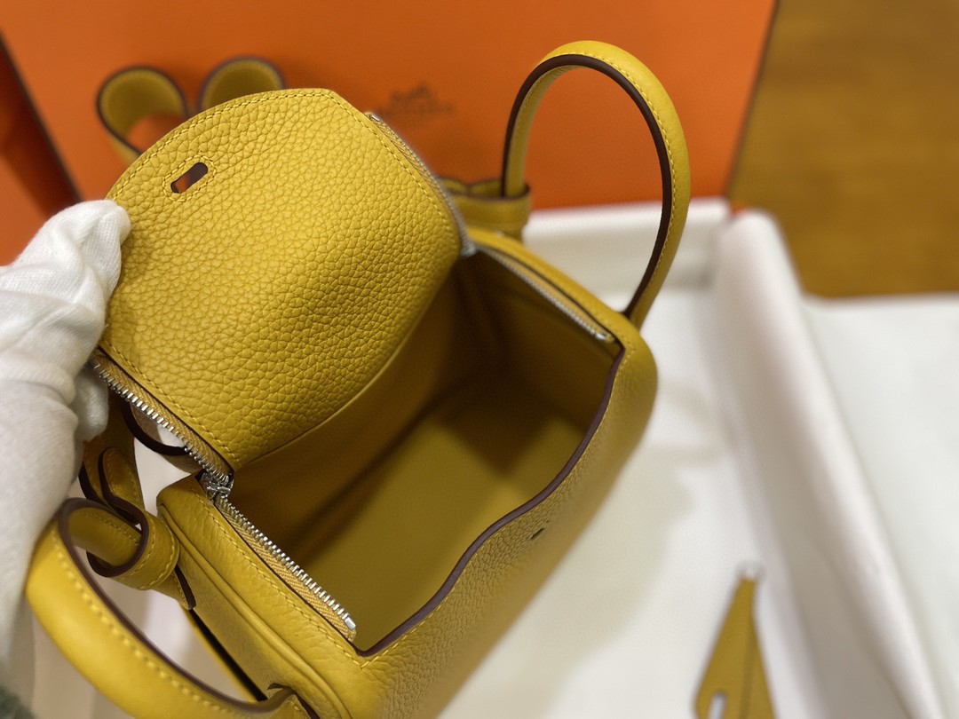 Hermès（爱马仕）Mini lindy 迷你琳迪 TC 9D 琥珀黄 银扣 20cm