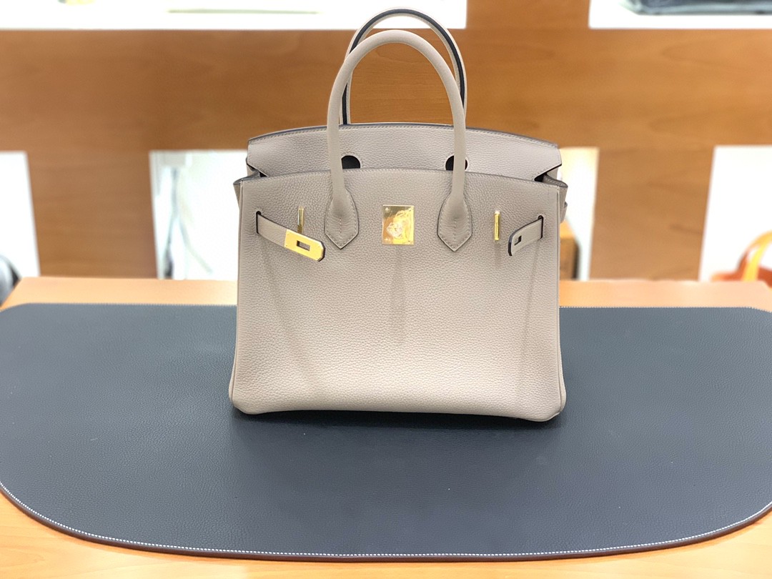 Hermès（爱马仕）Birkin 铂金包 togo皮 斑鸠灰 金扣 30cm