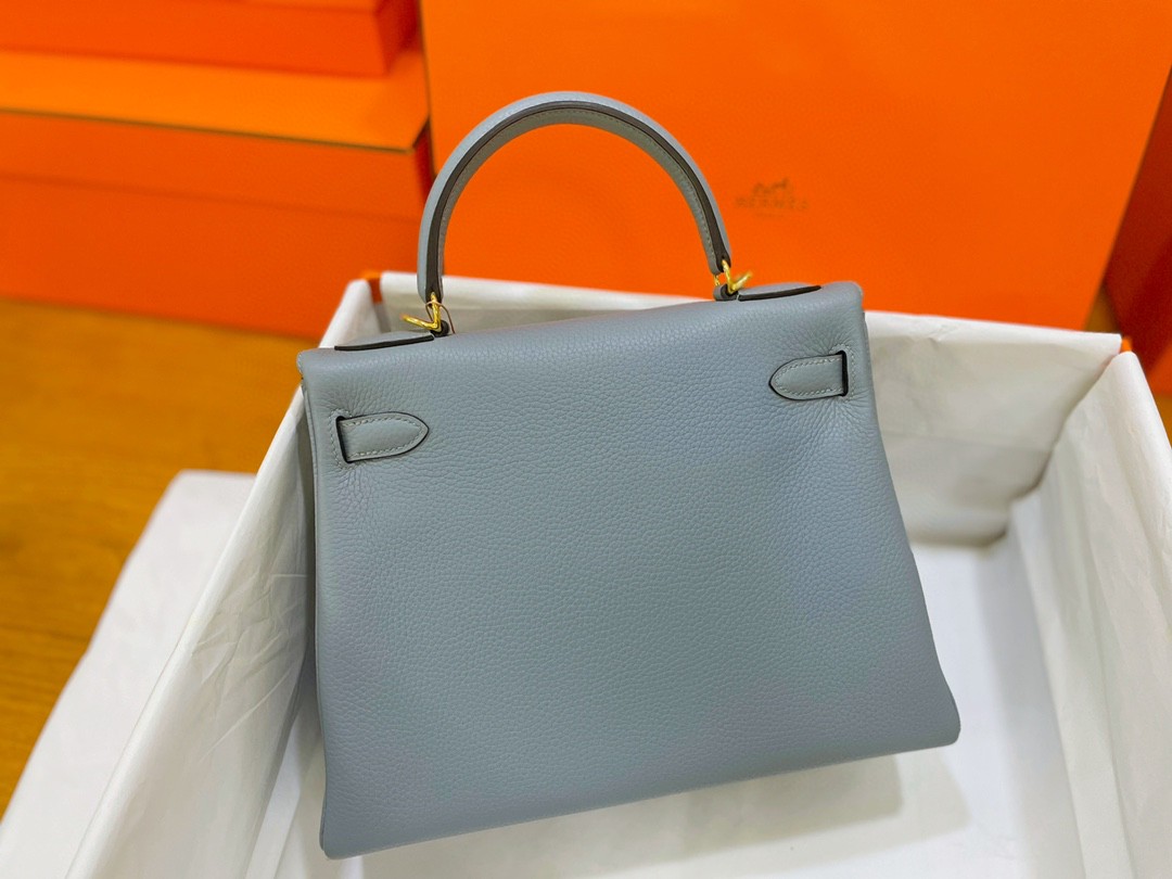 Hermès（爱马仕）Kelly 凯莉包 亚麻蓝 togo 金扣 28cm