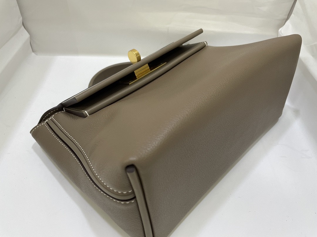 Hermès（爱马仕）mini 2424 ever color 拼 swift皮 大象灰 金扣 21cm