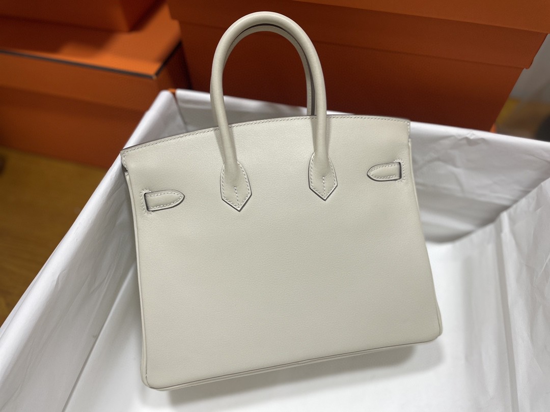 Hermès（爱马仕）Birkin 铂金包 Swift 奶昔白 银扣 25cm