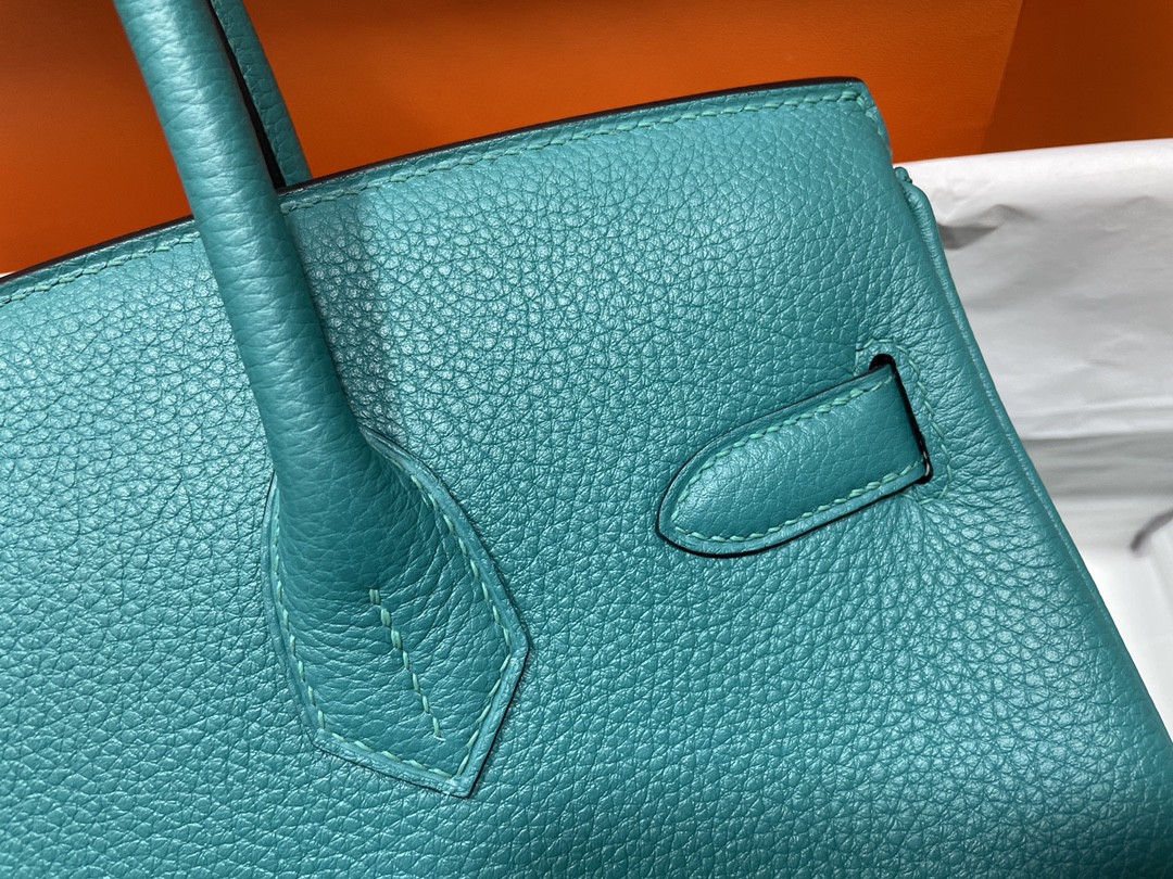 Hermès（爱马仕）Birkin 铂金包 togo 7F 孔雀蓝 金扣 30cm