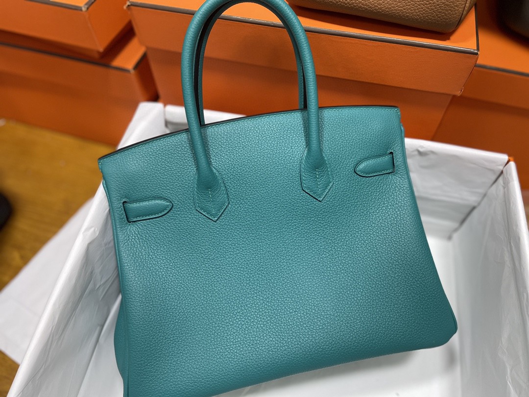 Hermès（爱马仕）Birkin 铂金包 togo 7F 孔雀蓝 金扣 30cm