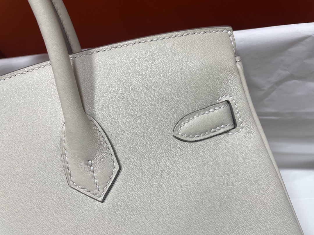 Hermès（爱马仕）Birkin 铂金包 Swift 奶昔白 银扣 25cm