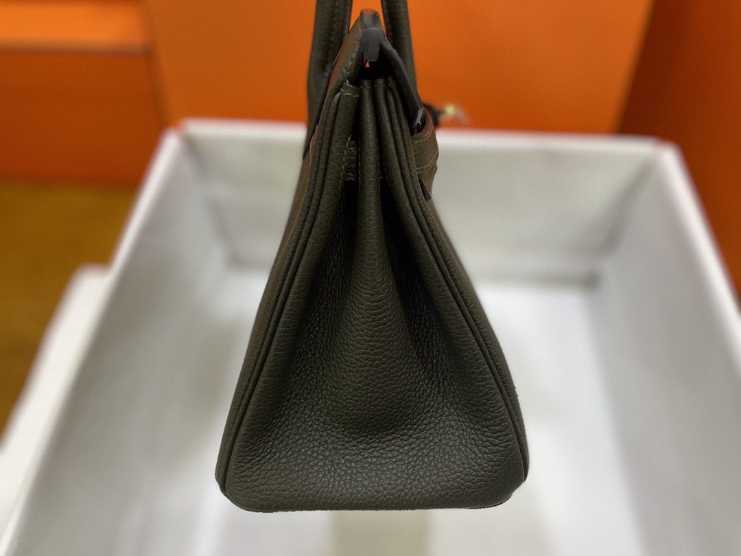 Hermès（爱马仕）Birkin 铂金包 togo CC63 灰绿色 金扣 25cm