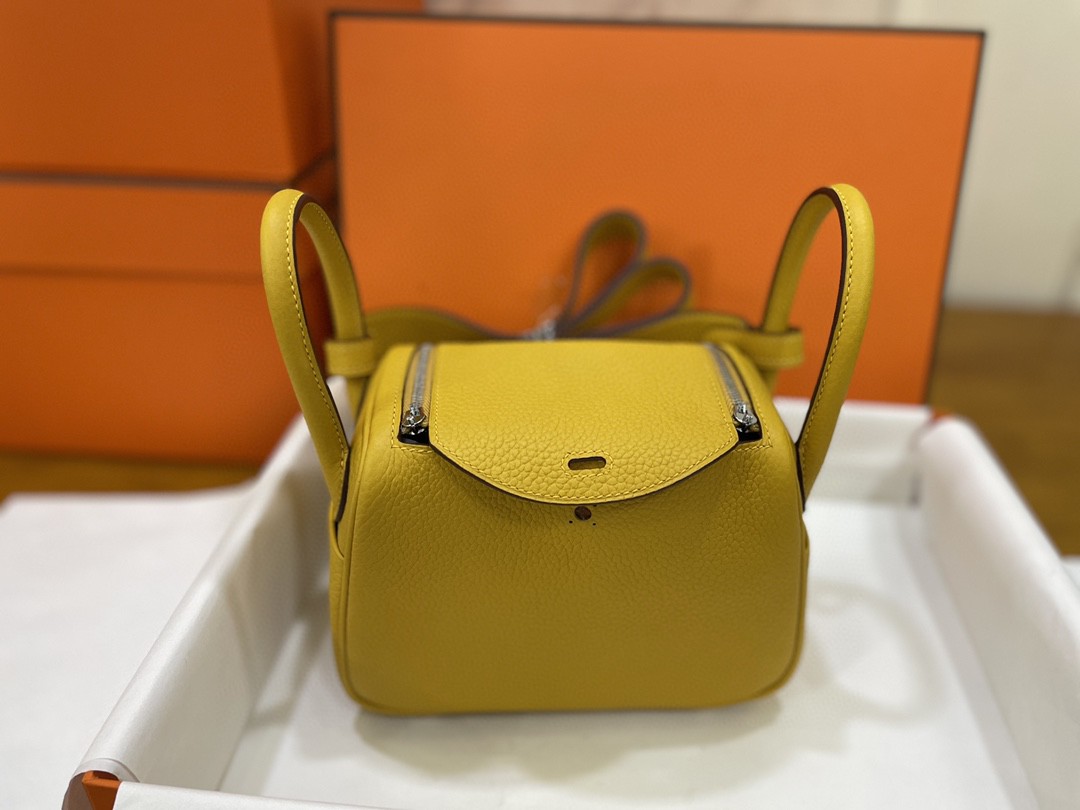 Hermès（爱马仕）Mini lindy 迷你琳迪 TC 9D 琥珀黄 银扣 20cm