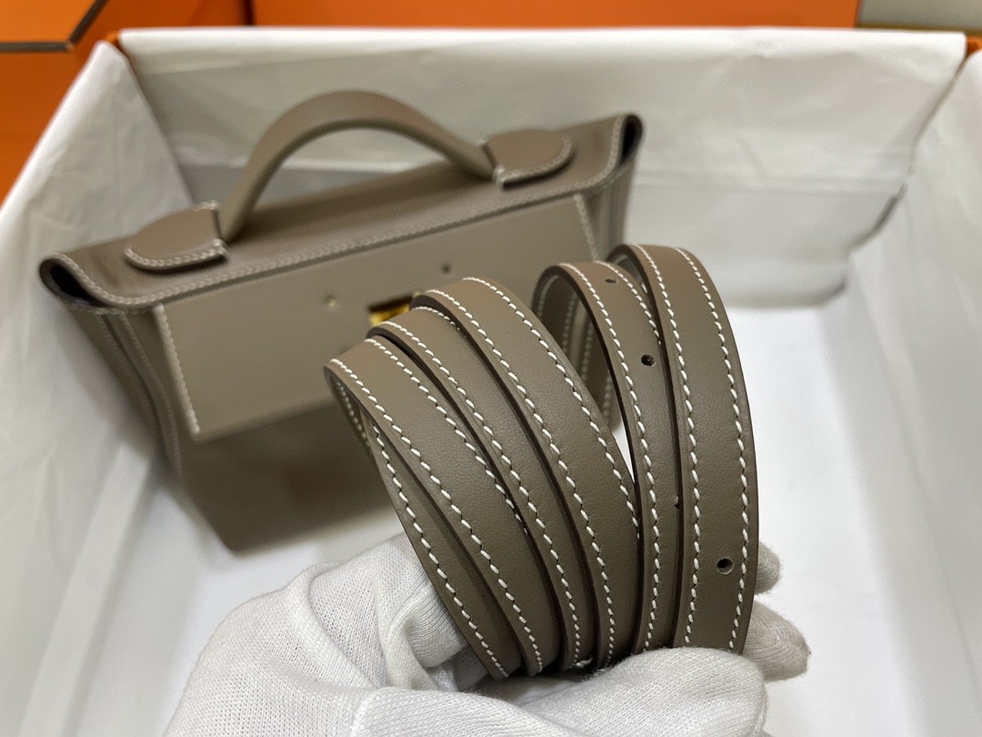 Hermès（爱马仕）mini 2424 ever color 拼 swift皮 大象灰 金扣 21cm