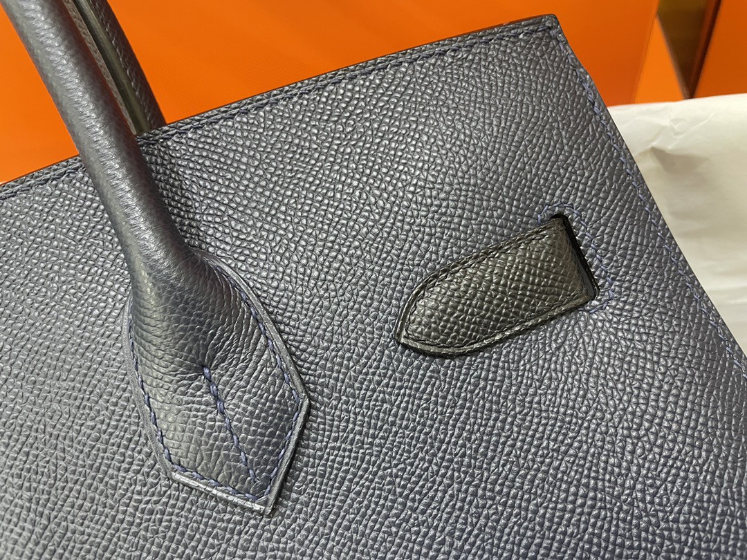 Hermès（爱马仕）Birkin Casaque系列 epsom 午夜蓝 拼 黑色 内拼 佛罗里达蓝 金扣 30cm