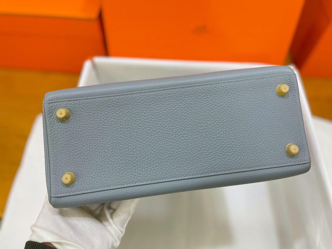 Hermès（爱马仕）Kelly 凯莉包 亚麻蓝 togo 金扣 28cm