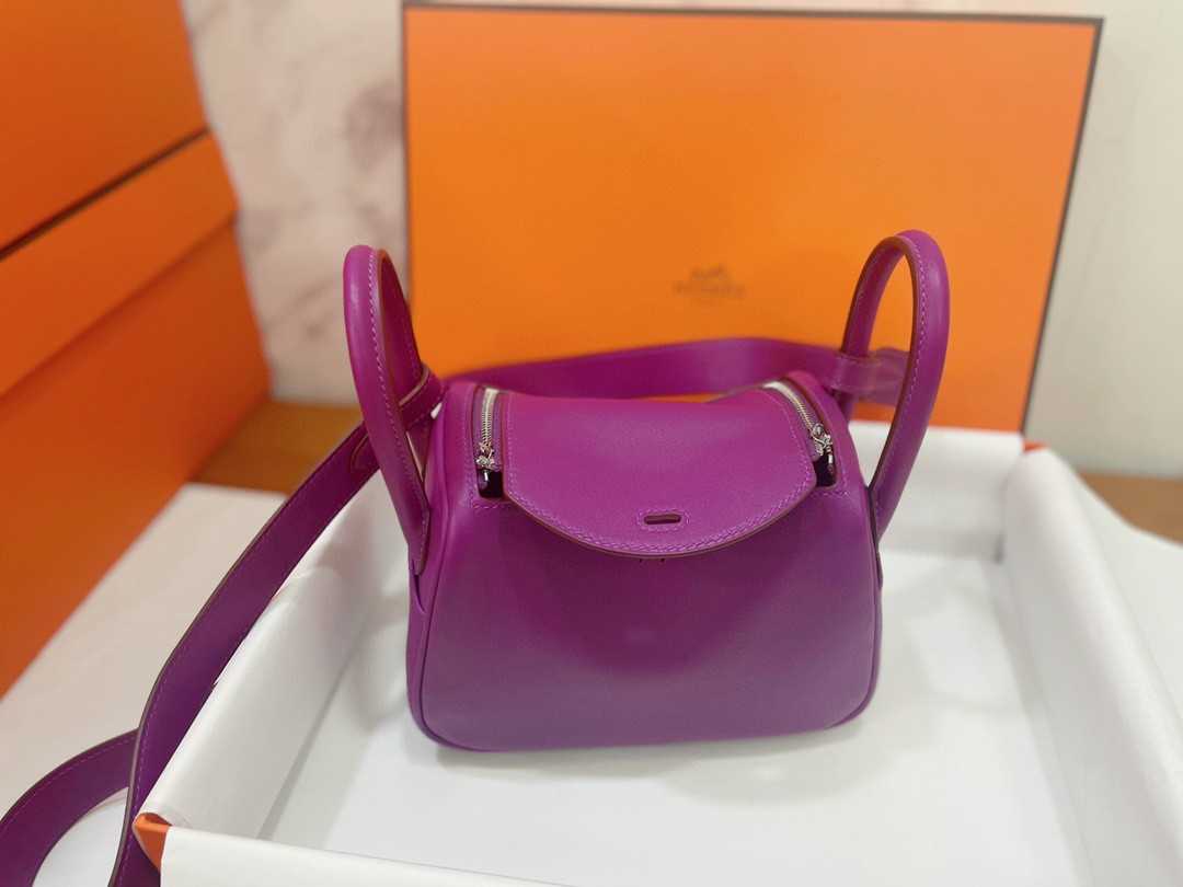 Hermès（爱马仕）Mini lindy 迷你琳迪 Swift P9 海葵紫 银扣 20cm