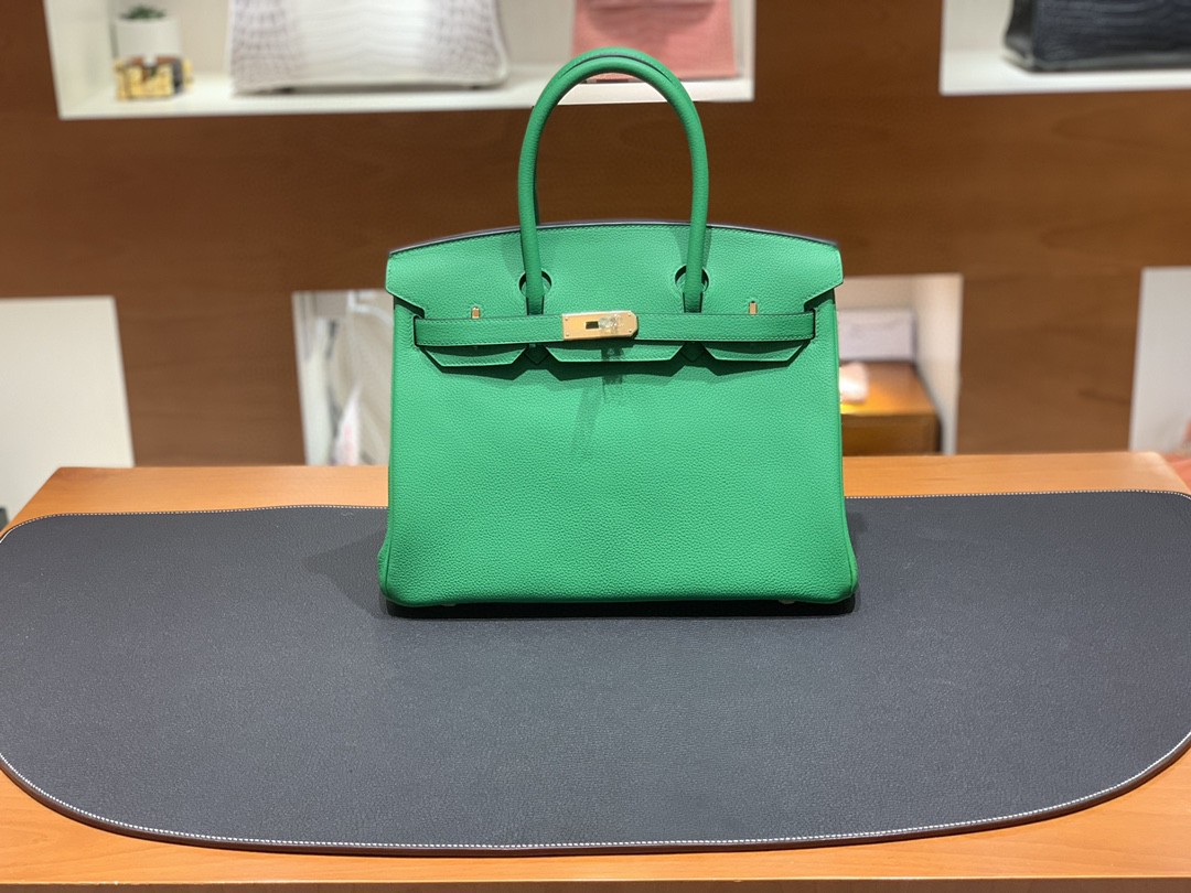 Hermès（爱马仕）Birkin 铂金包 togo皮 1K 竹子绿 金扣 30cm