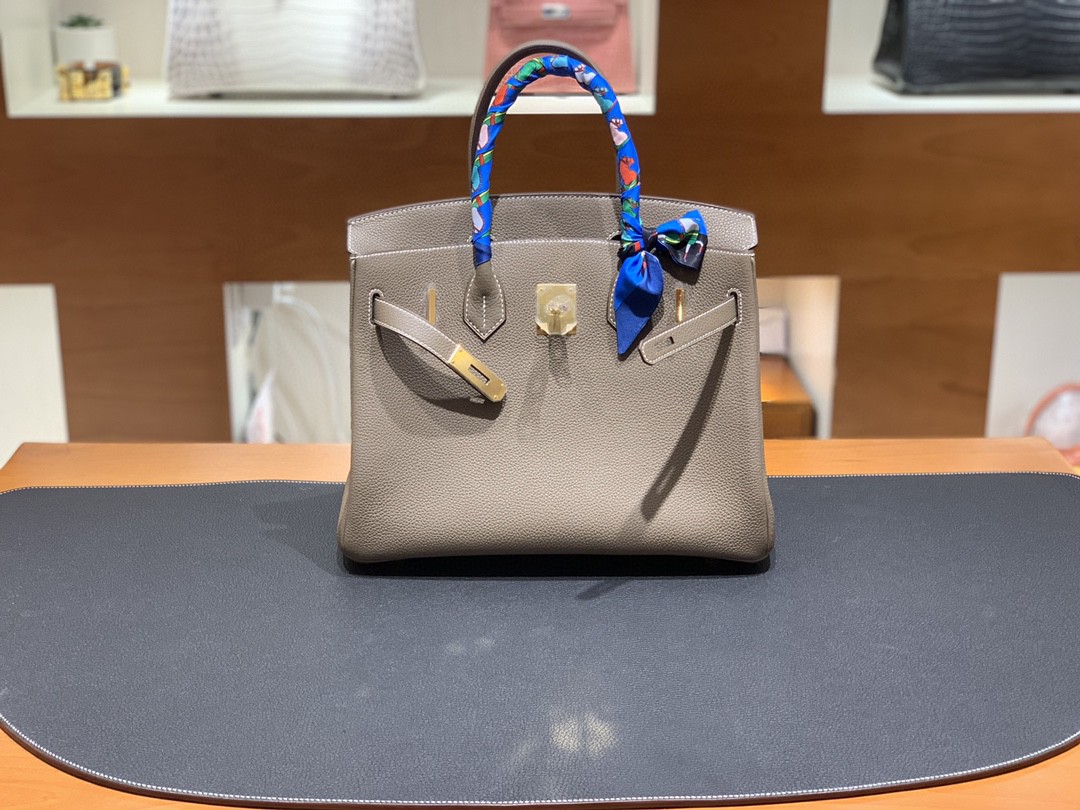 Hermès（爱马仕）Birkin 铂金包 togo皮 大象灰 金扣 30cm