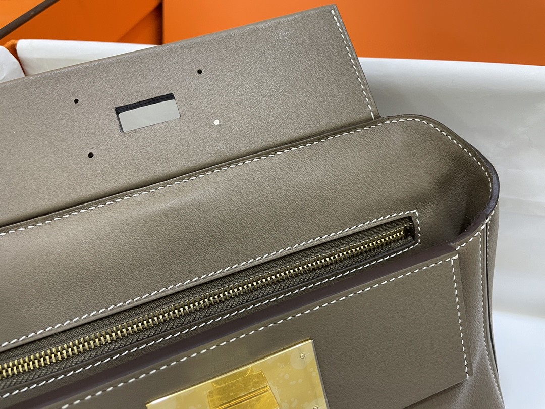 Hermès（爱马仕）mini 2424 ever color 拼 swift皮 大象灰 金扣 21cm