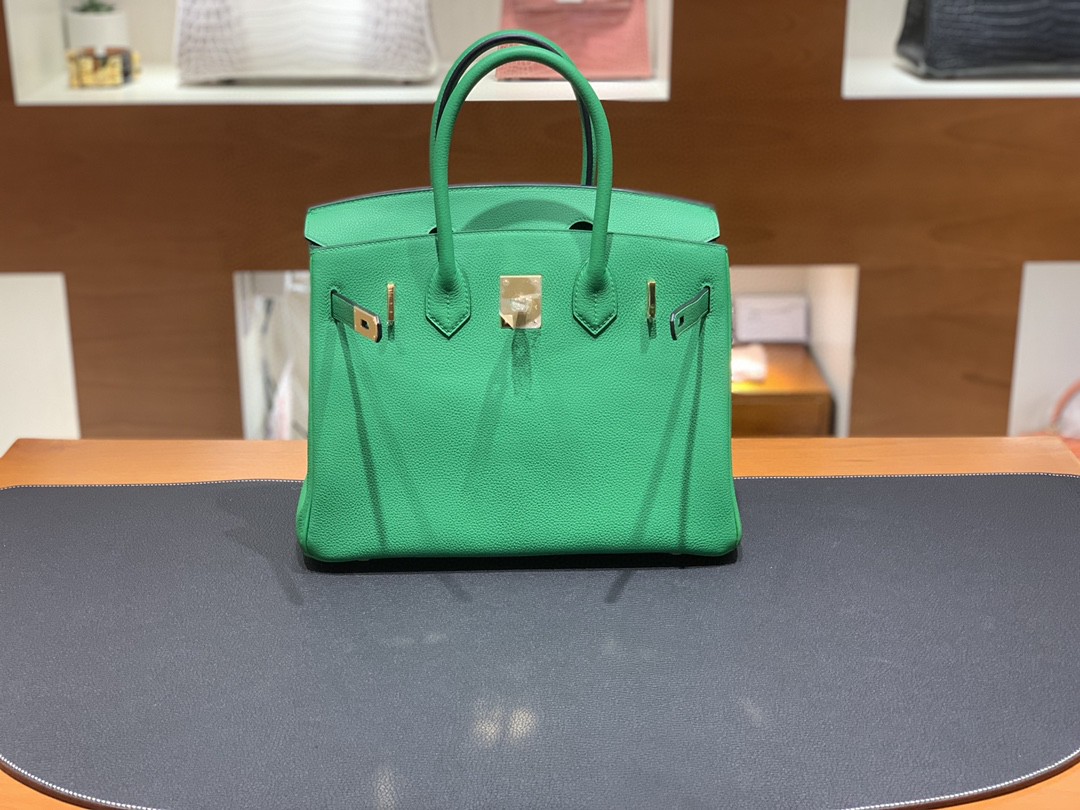 Hermès（爱马仕）Birkin 铂金包 togo皮 1K 竹子绿 金扣 30cm