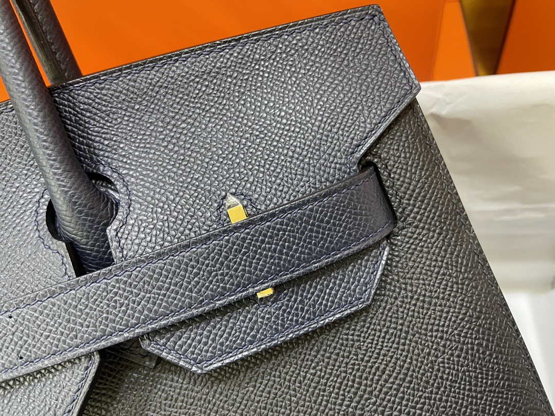 Hermès（爱马仕）Birkin Casaque系列 epsom 午夜蓝 拼 黑色 内拼 佛罗里达蓝 金扣 30cm