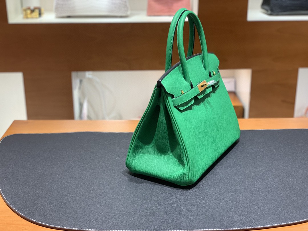 Hermès（爱马仕）Birkin 铂金包 togo皮 1K 竹子绿 金扣 30cm