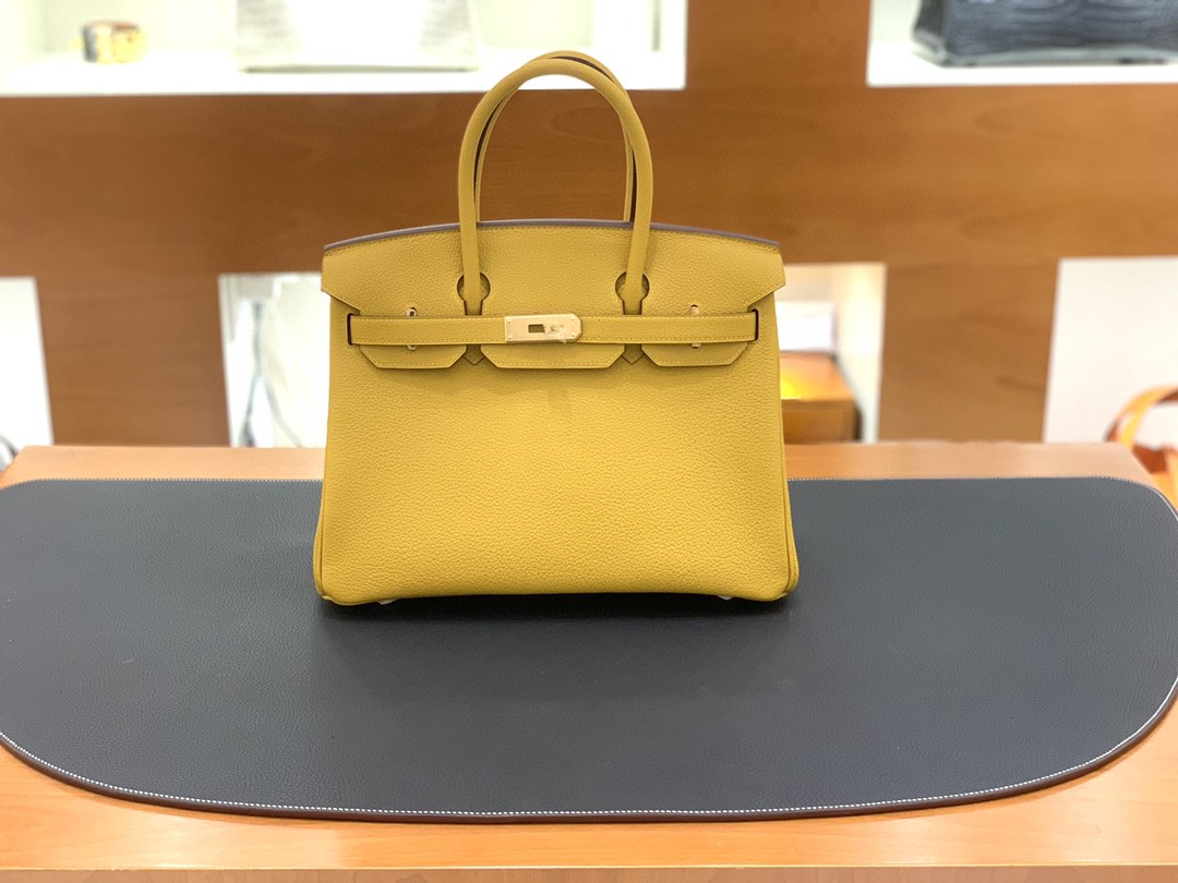 Hermès（爱马仕）Birkin 铂金包 togo皮 琥珀黄 金扣 30cm