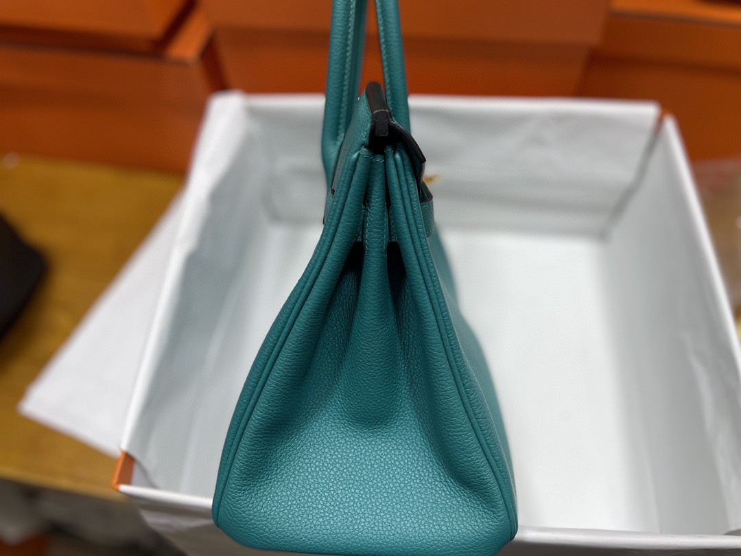 Hermès（爱马仕）Birkin 铂金包 togo 7F 孔雀蓝 金扣 30cm