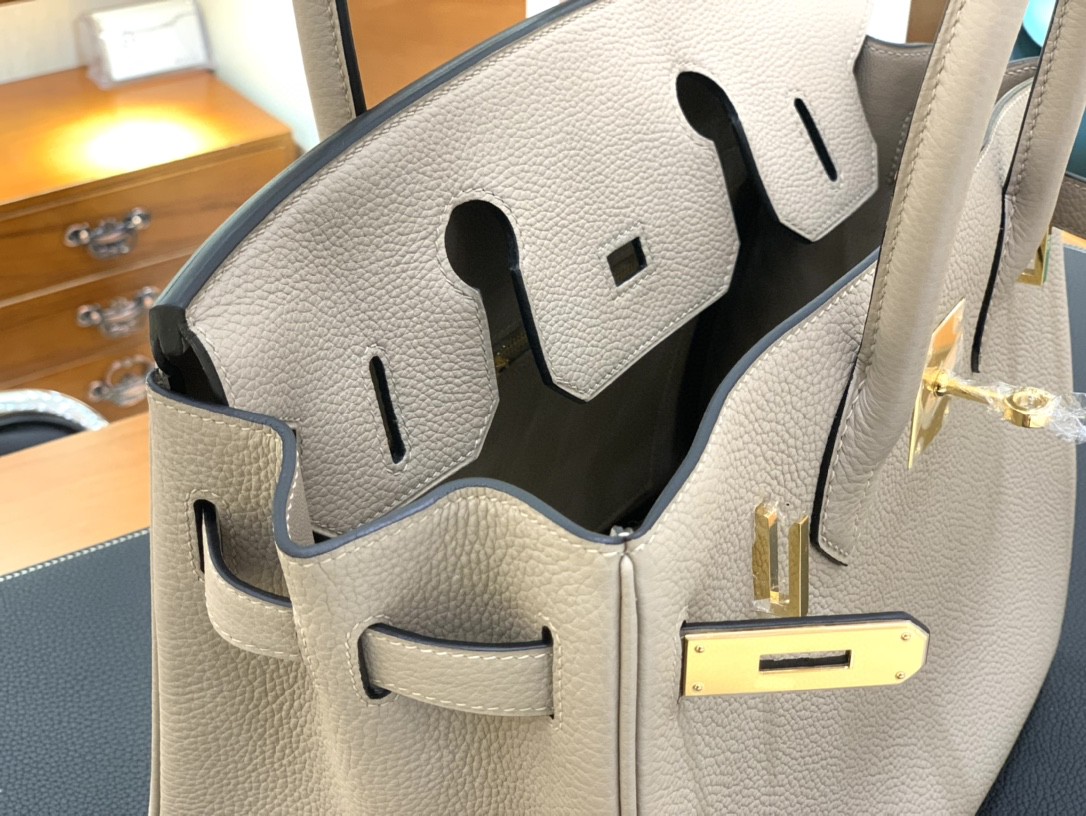Hermès（爱马仕）Birkin 铂金包 togo皮 斑鸠灰 金扣 30cm