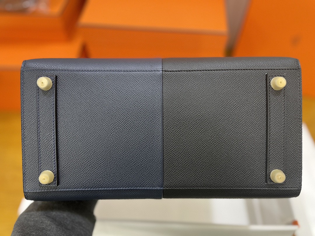 Hermès（爱马仕）Birkin Casaque系列 epsom 午夜蓝 拼 黑色 内拼 佛罗里达蓝 金扣 30cm