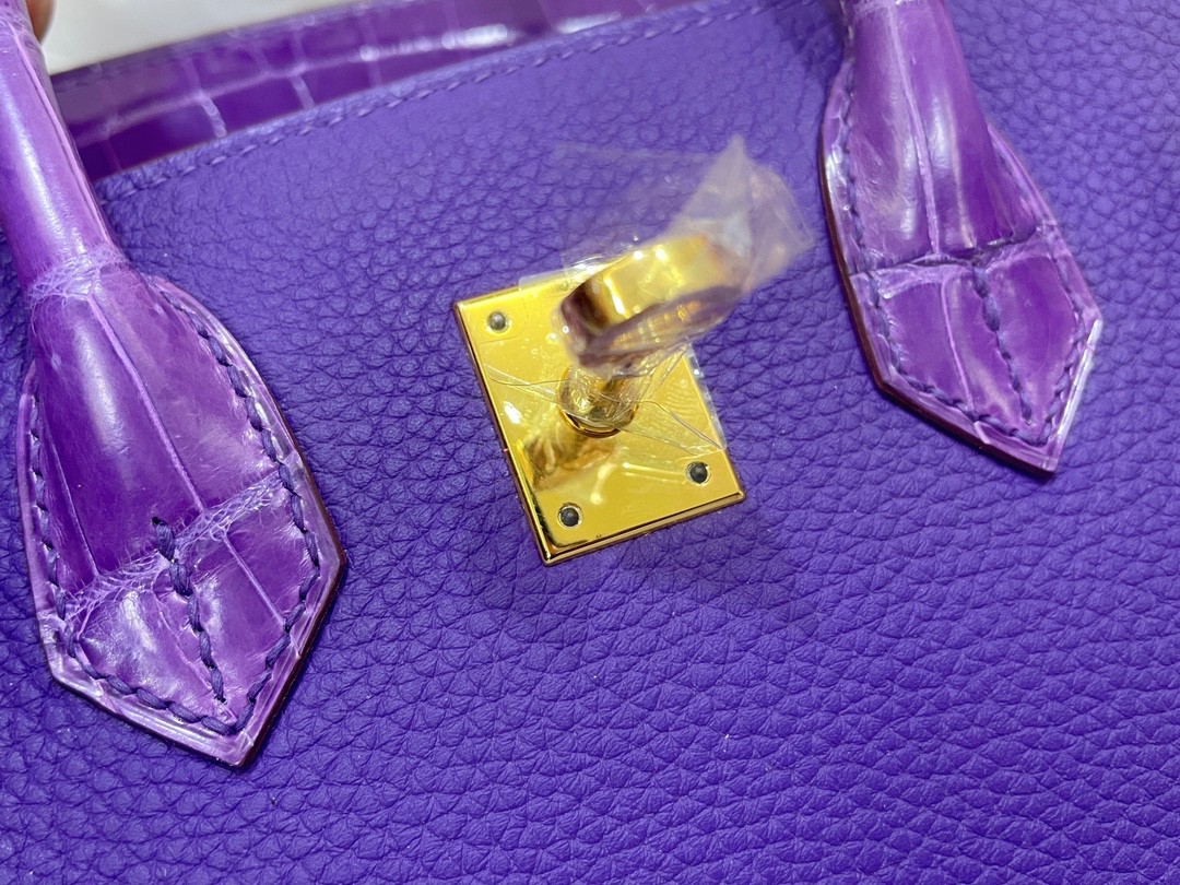 Hermès（爱马仕）Birkin touch 亮面鳄鱼 9W 梦幻紫 金扣 25cm