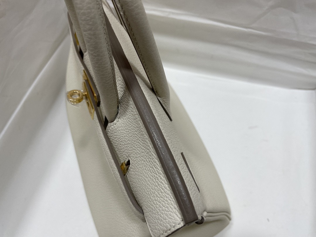 Hermès（爱马仕）Birkin 铂金包 togo 8L 冰川白 金扣 25cm