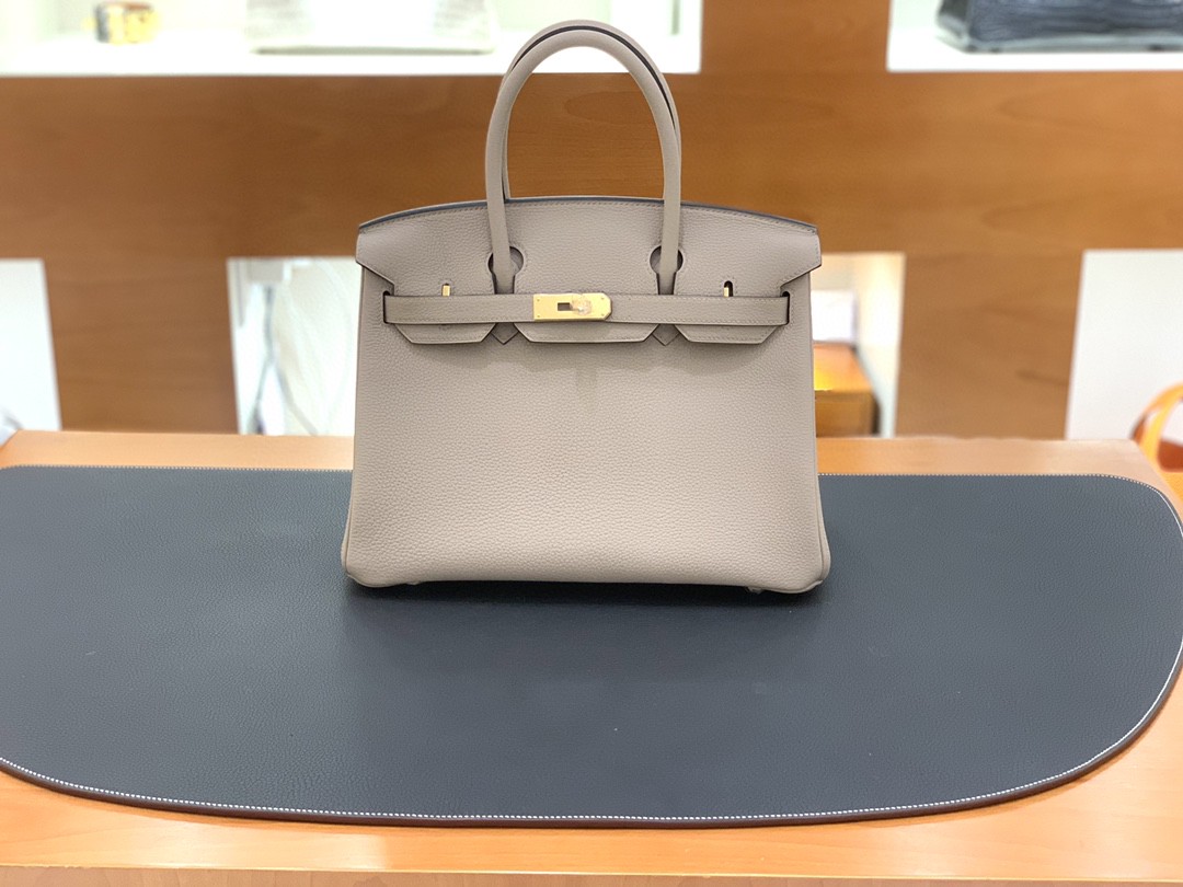Hermès（爱马仕）Birkin 铂金包 togo皮 斑鸠灰 金扣 30cm