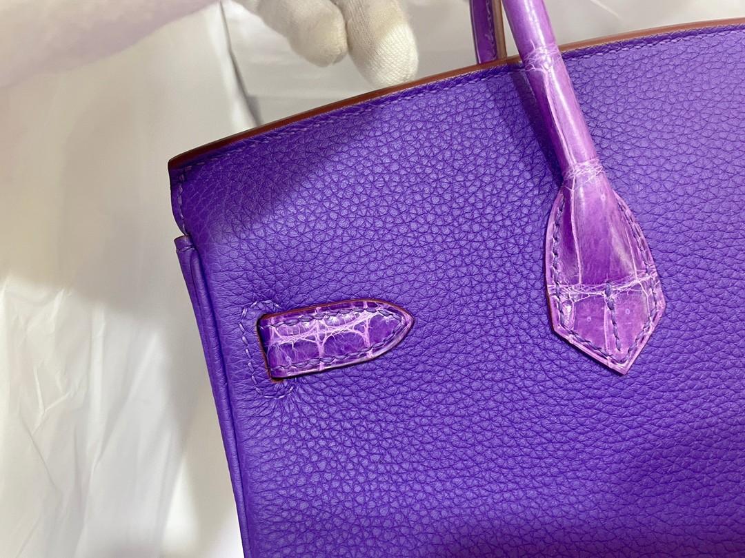 Hermès（爱马仕）Birkin touch 亮面鳄鱼 9W 梦幻紫 金扣 25cm