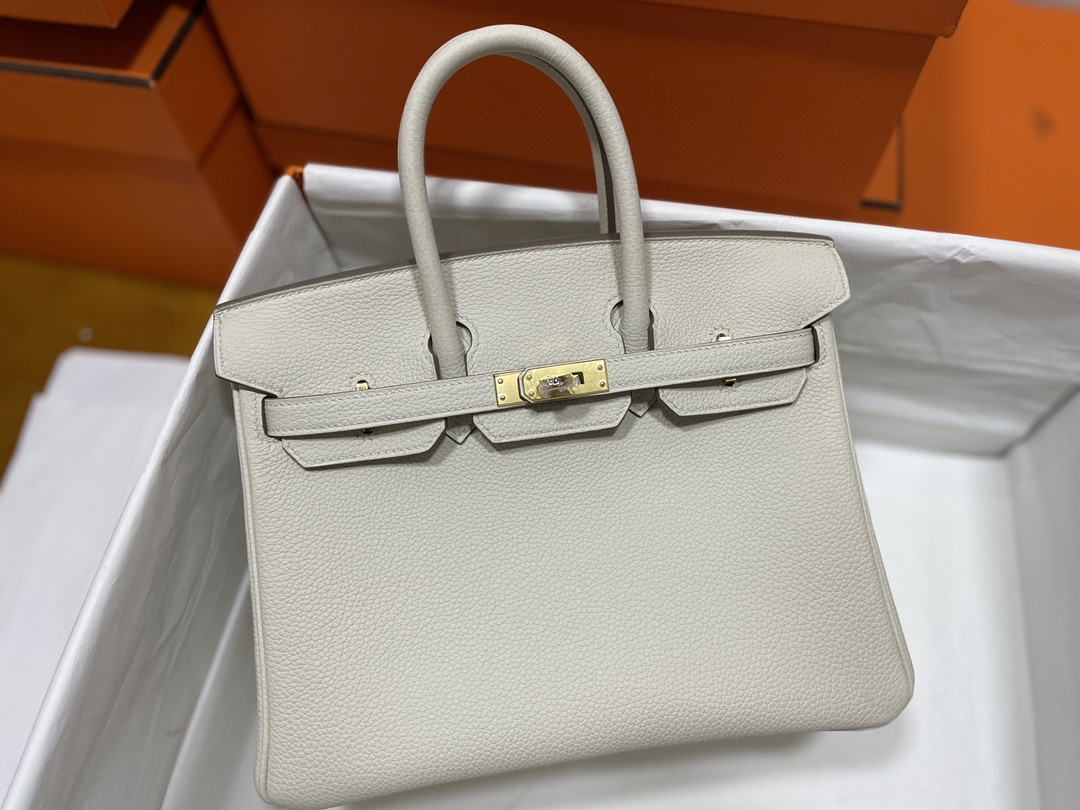Hermès（爱马仕）Birkin 铂金包 togo 8L 冰川白 金扣 25cm