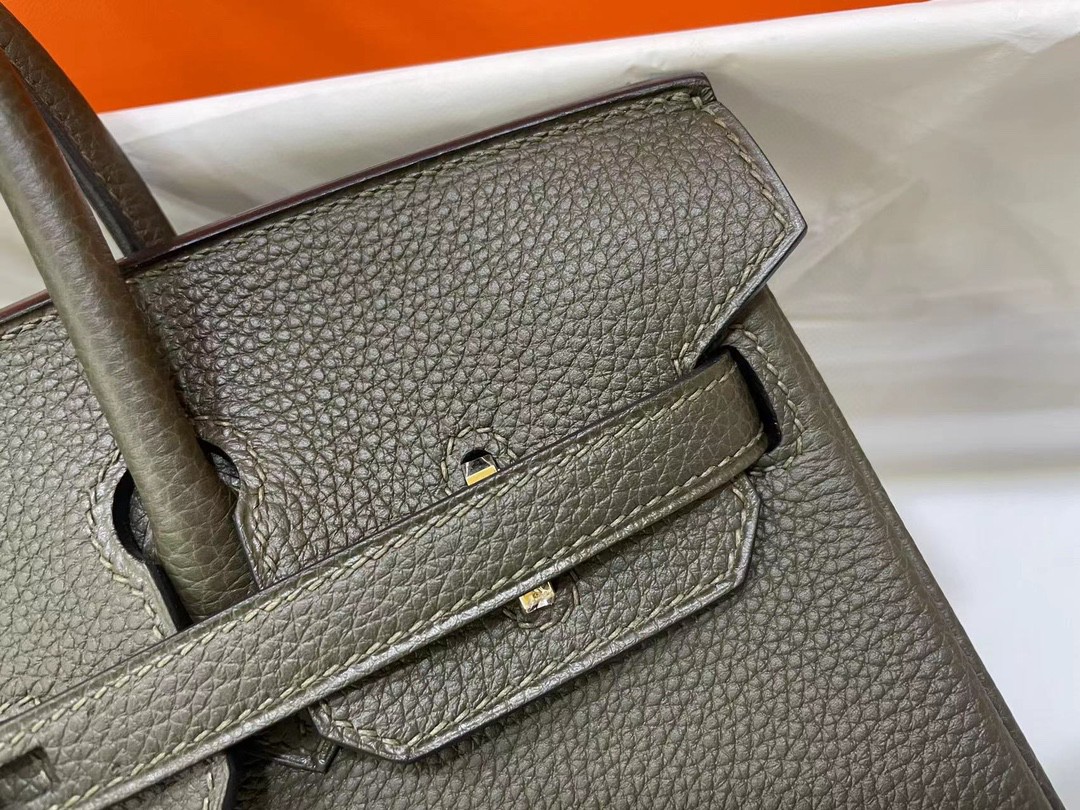 Hermès（爱马仕）Birkin 铂金包 togo CC63 灰绿色 金扣 25cm