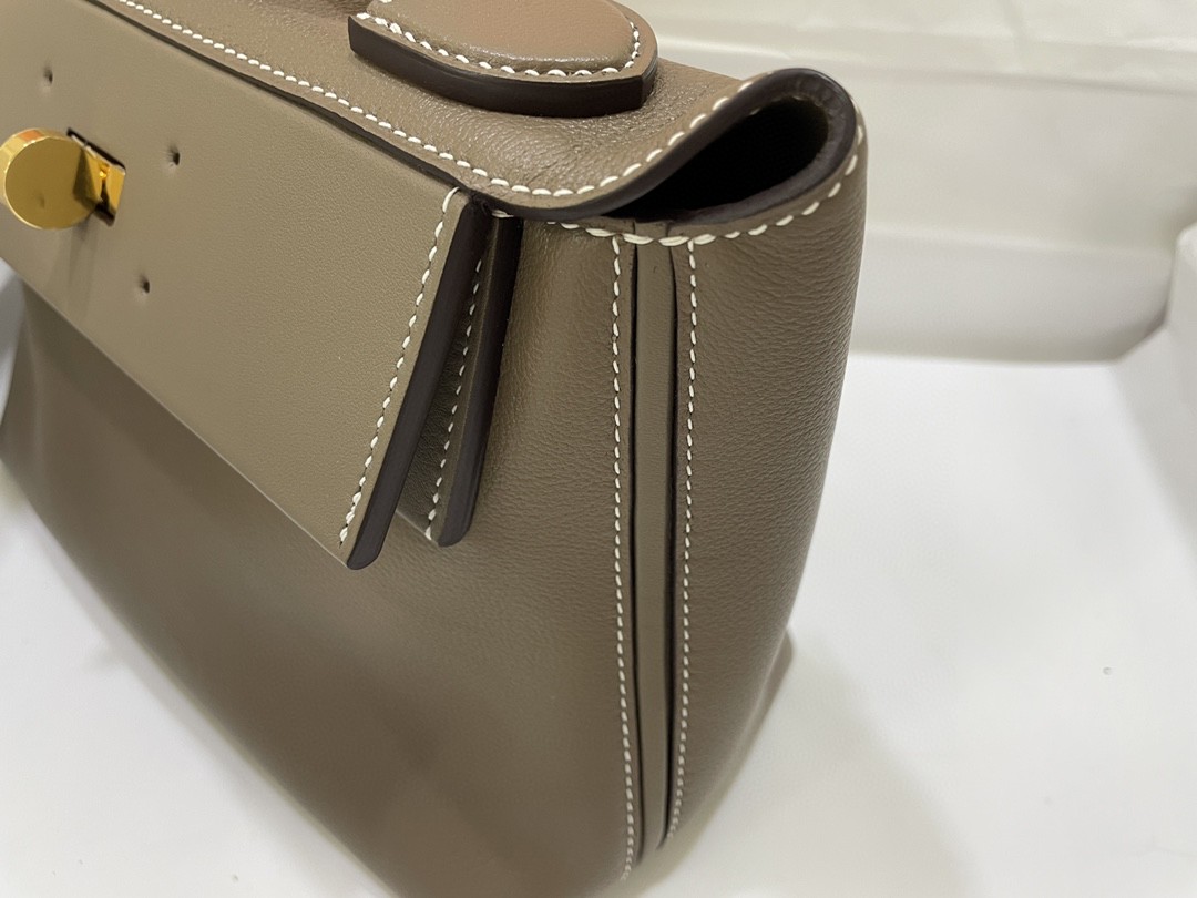 Hermès（爱马仕）mini 2424 ever color 拼 swift皮 大象灰 金扣 21cm