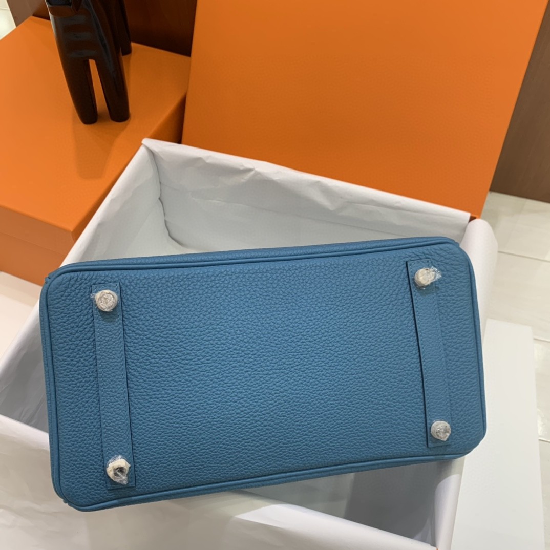 Hermès（爱马仕）Birkin 铂金包 Togo 7B 松石蓝 银扣 30cm