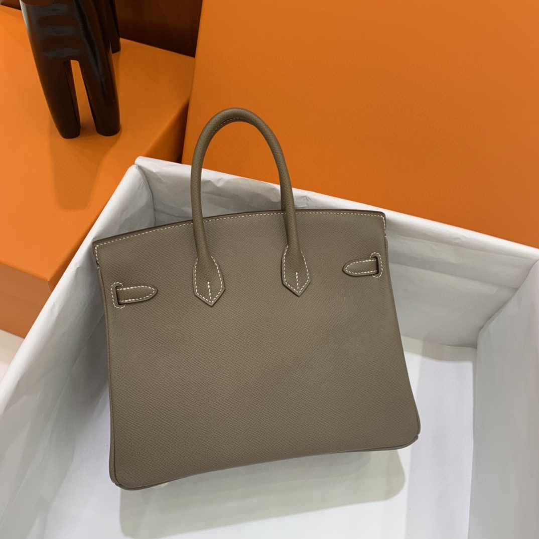 Hermès（爱马仕）Birkin 铂金包 Epsom 大象灰 银扣 25cm 内缝