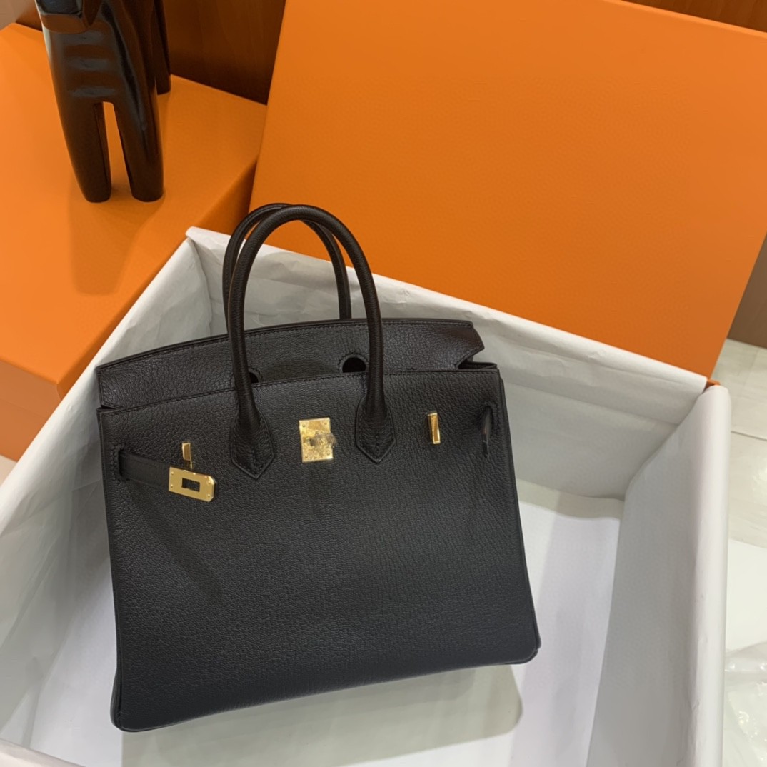 Hermès（爱马仕）Birkin 铂金包 山羊皮 黑色 金扣 25cm