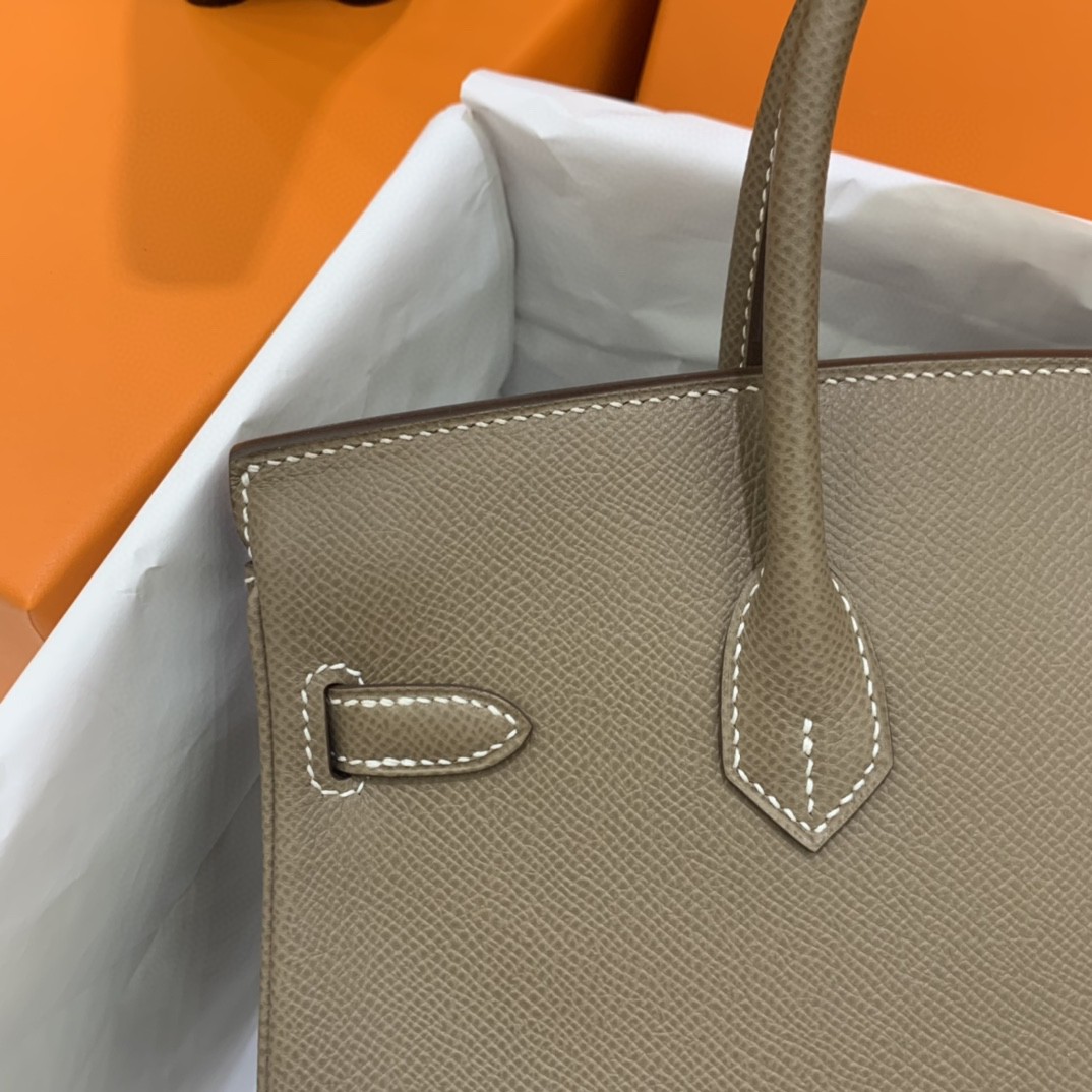 Hermès（爱马仕）Birkin 铂金包 Epsom 大象灰 银扣 25cm 内缝