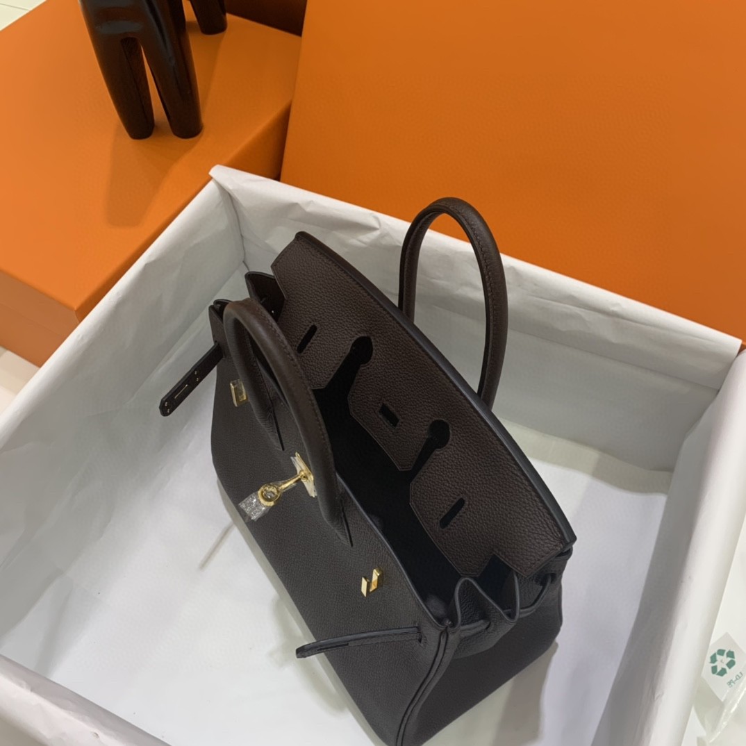 Hermès（爱马仕）Birkin 铂金包 Togo 0G 马鞍红 金扣 25cm
